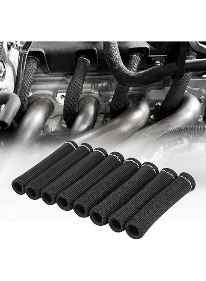 Spark Plug Wire Boots Heat Shield Protector Sleeve 2500 Degree Spark Plug Heat Cover Wrap 6 Inch for SBC BBC 350 454 8PCS by - Image 1